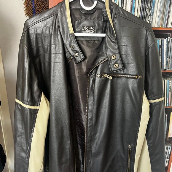 *VINTAGE* Distortion Custom Rags Motorcycle Jacket Dark Brown - Picture 1 of 4
